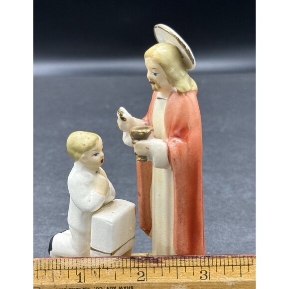 Holy Communion Jesus & Boy Vintage Ceramic 4.5" Figurine J.L. Co. Japan - Picture 8 of 8